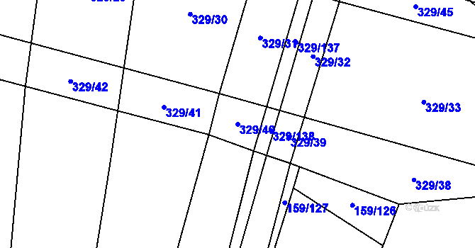 Parcela st. 329/40 v KÚ Kluk, Katastrální mapa