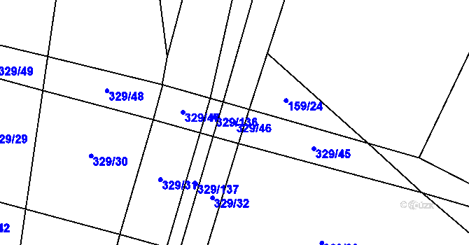 Parcela st. 329/46 v KÚ Kluk, Katastrální mapa