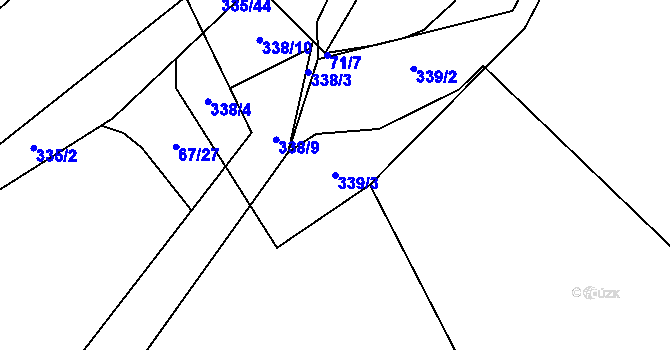 Parcela st. 339/3 v KÚ Kluk, Katastrální mapa