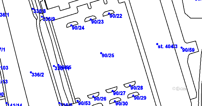 Parcela st. 90/25 v KÚ Kluk, Katastrální mapa