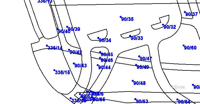 Parcela st. 90/45 v KÚ Kluk, Katastrální mapa