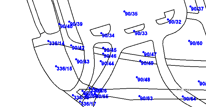 Parcela st. 90/46 v KÚ Kluk, Katastrální mapa