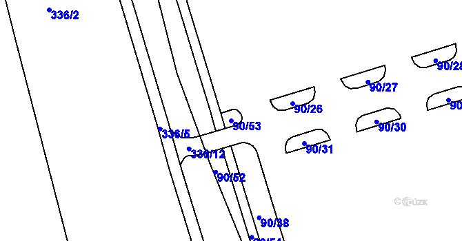 Parcela st. 90/53 v KÚ Kluk, Katastrální mapa