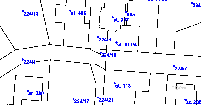 Parcela st. 224/18 v KÚ Kluk, Katastrální mapa
