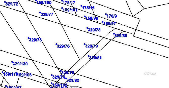 Parcela st. 329/79 v KÚ Kluk, Katastrální mapa
