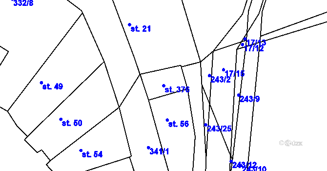 Parcela st. 376 v KÚ Kluk, Katastrální mapa