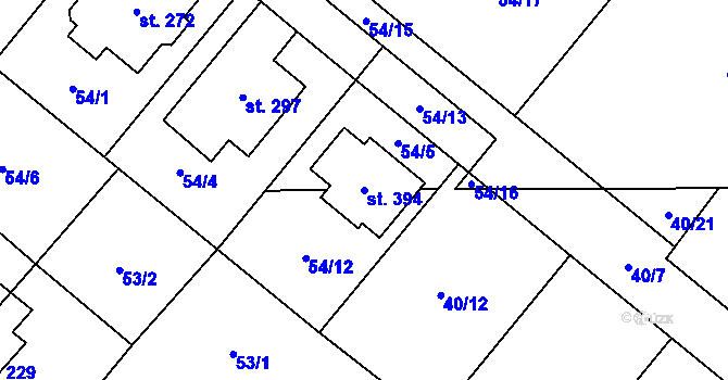 Parcela st. 394 v KÚ Kluk, Katastrální mapa
