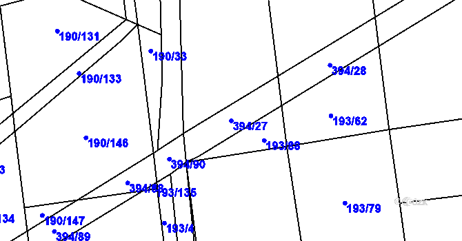 Parcela st. 394/27 v KÚ Kluk, Katastrální mapa