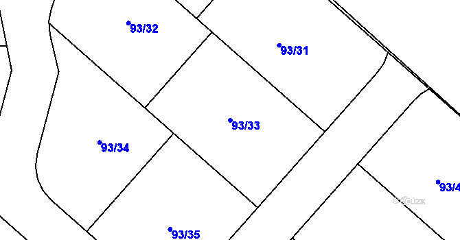 Parcela st. 93/33 v KÚ Kluk, Katastrální mapa