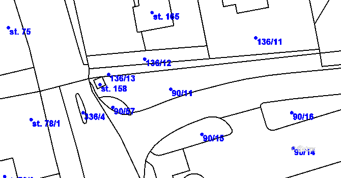 Parcela st. 90/11 v KÚ Kluk, Katastrální mapa