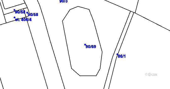 Parcela st. 90/69 v KÚ Kluk, Katastrální mapa