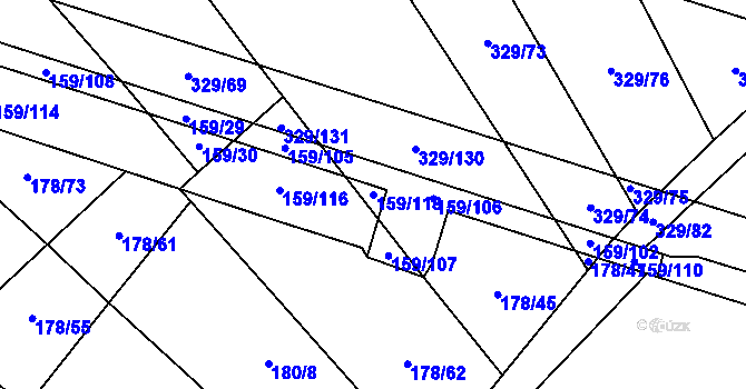 Parcela st. 159/118 v KÚ Kluk, Katastrální mapa