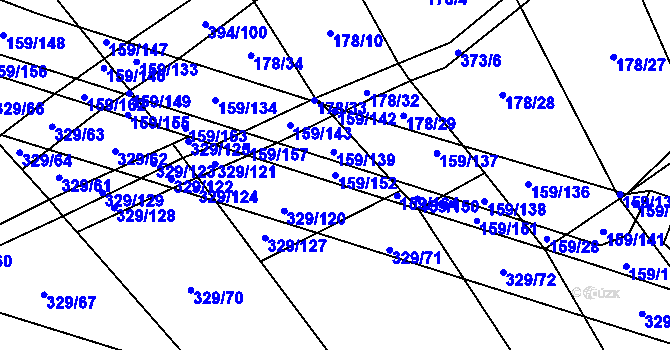 Parcela st. 159/152 v KÚ Kluk, Katastrální mapa
