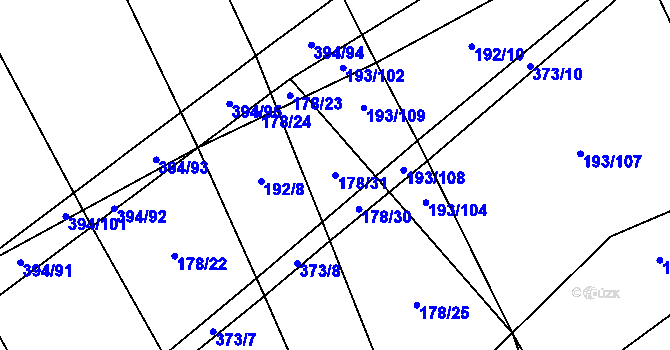 Parcela st. 178/31 v KÚ Kluk, Katastrální mapa