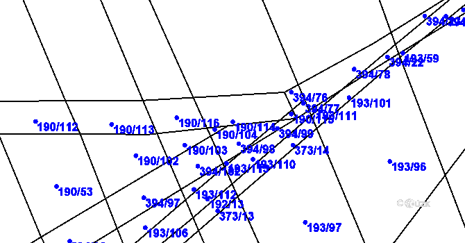 Parcela st. 190/114 v KÚ Kluk, Katastrální mapa