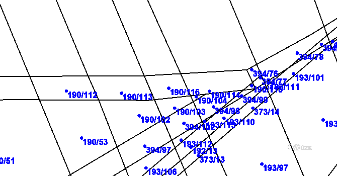 Parcela st. 190/116 v KÚ Kluk, Katastrální mapa