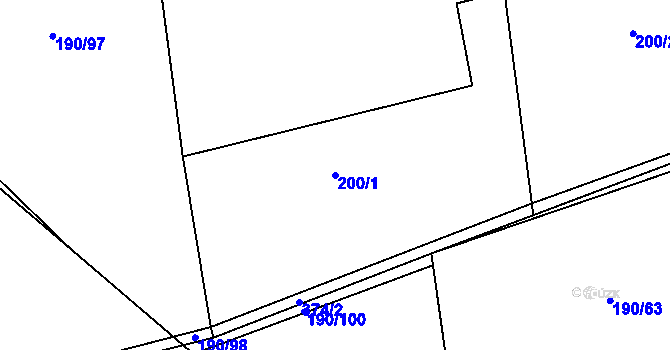 Parcela st. 200/1 v KÚ Kluk, Katastrální mapa