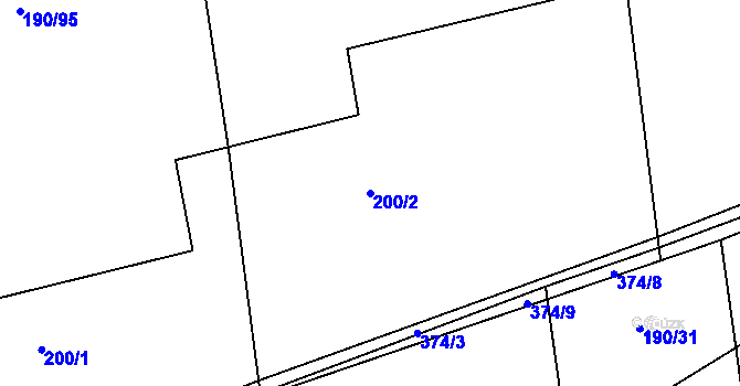Parcela st. 200/2 v KÚ Kluk, Katastrální mapa
