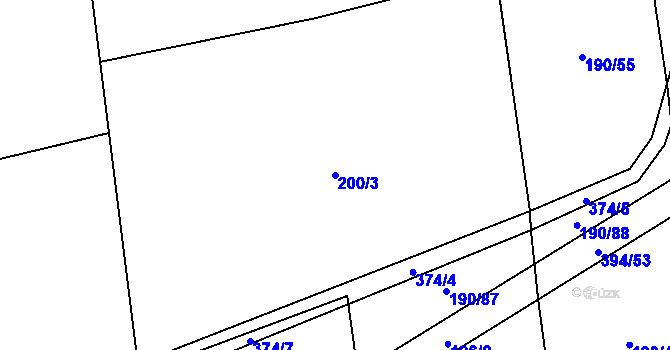 Parcela st. 200/3 v KÚ Kluk, Katastrální mapa