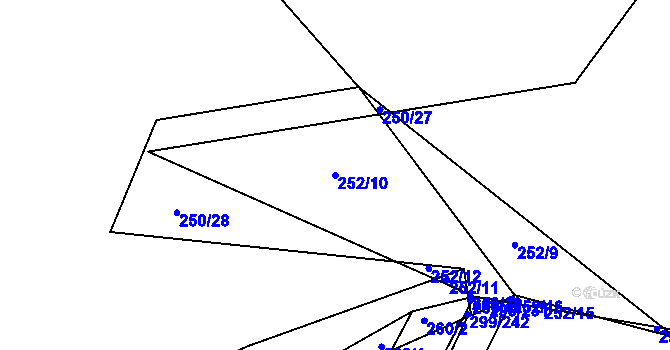 Parcela st. 252/10 v KÚ Kluk, Katastrální mapa