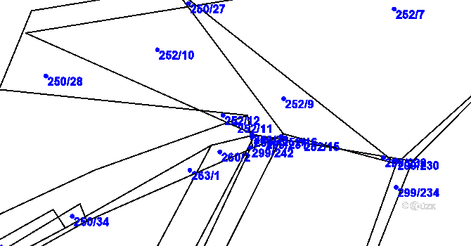 Parcela st. 252/11 v KÚ Kluk, Katastrální mapa