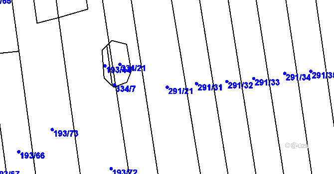 Parcela st. 291/21 v KÚ Kluk, Katastrální mapa