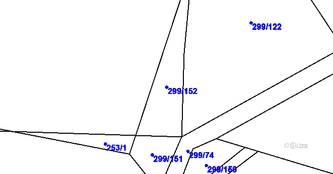 Parcela st. 299/152 v KÚ Kluk, Katastrální mapa