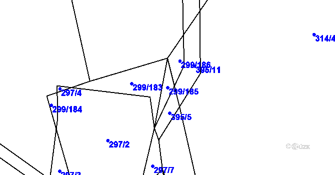 Parcela st. 299/185 v KÚ Kluk, Katastrální mapa