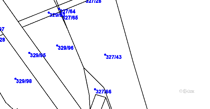 Parcela st. 327/43 v KÚ Kluk, Katastrální mapa