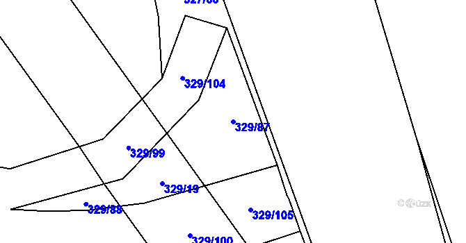 Parcela st. 329/87 v KÚ Kluk, Katastrální mapa