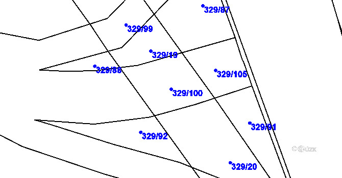 Parcela st. 329/100 v KÚ Kluk, Katastrální mapa