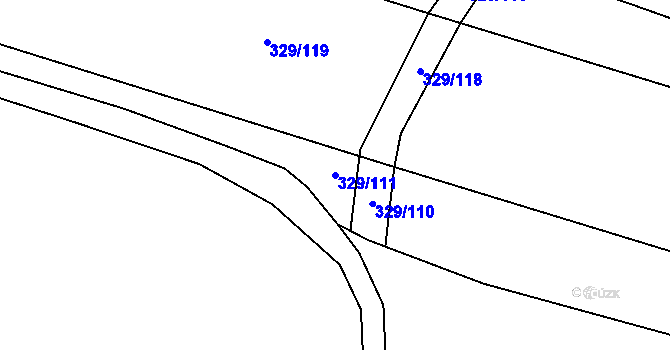 Parcela st. 329/111 v KÚ Kluk, Katastrální mapa
