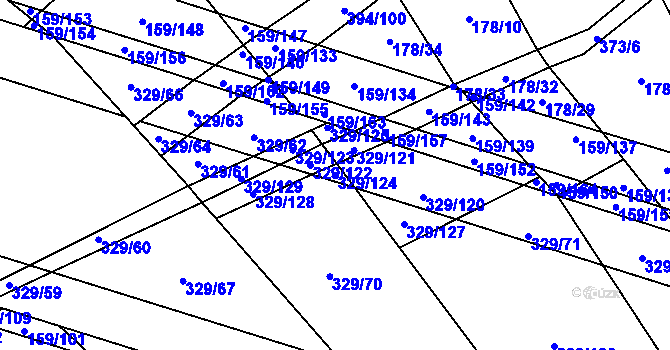 Parcela st. 329/124 v KÚ Kluk, Katastrální mapa