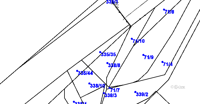 Parcela st. 335/35 v KÚ Kluk, Katastrální mapa