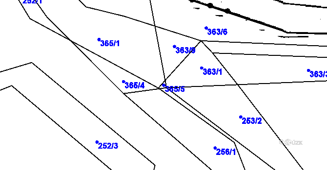 Parcela st. 365/5 v KÚ Kluk, Katastrální mapa