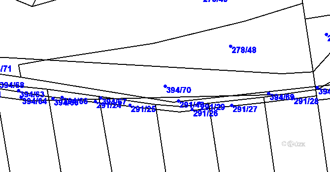 Parcela st. 394/70 v KÚ Kluk, Katastrální mapa