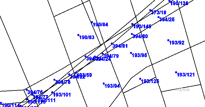 Parcela st. 394/79 v KÚ Kluk, Katastrální mapa