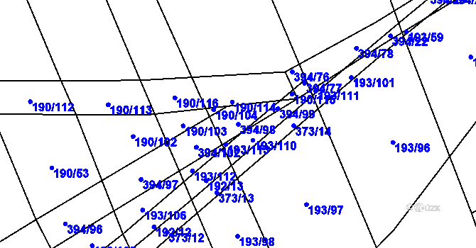 Parcela st. 394/98 v KÚ Kluk, Katastrální mapa