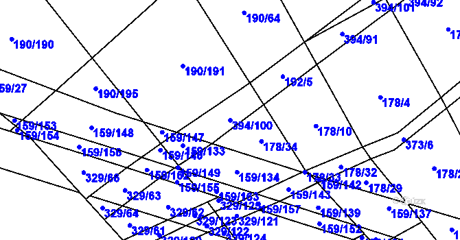 Parcela st. 394/100 v KÚ Kluk, Katastrální mapa