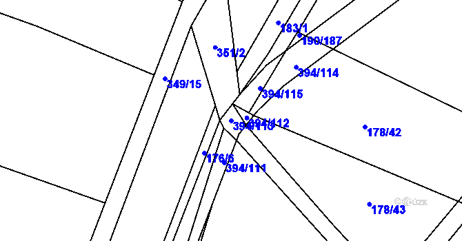 Parcela st. 394/113 v KÚ Kluk, Katastrální mapa