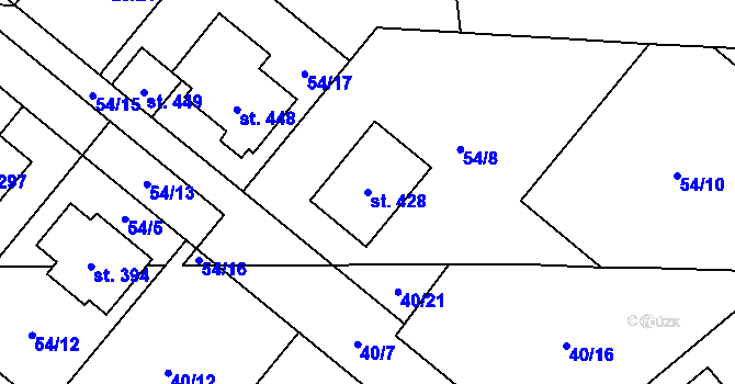 Parcela st. 428 v KÚ Kluk, Katastrální mapa