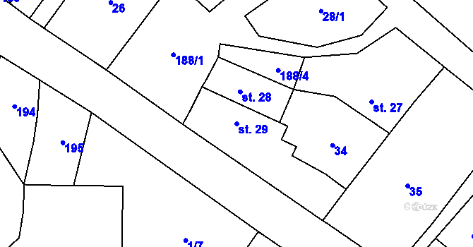 Parcela st. 29 v KÚ Kluky u Čáslavi, Katastrální mapa