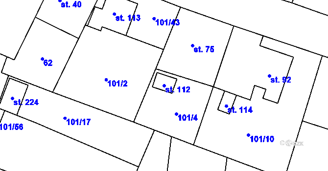 Parcela st. 112 v KÚ Kluky u Čáslavi, Katastrální mapa