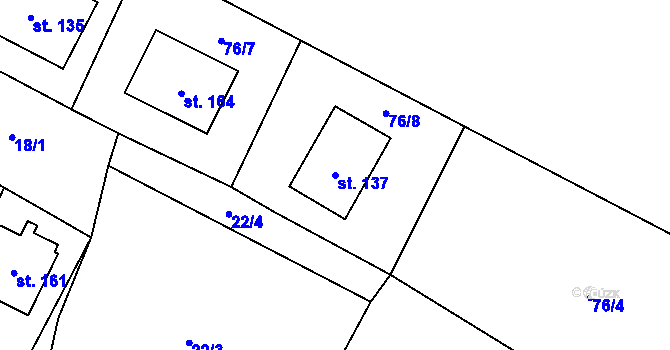 Parcela st. 137 v KÚ Kluky u Čáslavi, Katastrální mapa
