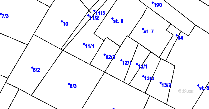 Parcela st. 12/3 v KÚ Kluky u Čáslavi, Katastrální mapa