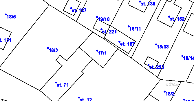 Parcela st. 17/1 v KÚ Kluky u Čáslavi, Katastrální mapa