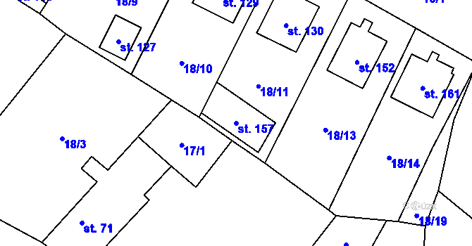 Parcela st. 157 v KÚ Kluky u Čáslavi, Katastrální mapa