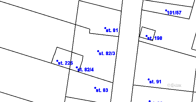 Parcela st. 82/3 v KÚ Kluky u Čáslavi, Katastrální mapa