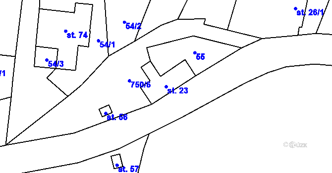 Parcela st. 23 v KÚ Kluky u Mladé Boleslavi, Katastrální mapa