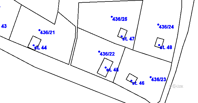 Parcela st. 436/22 v KÚ Dobešice, Katastrální mapa